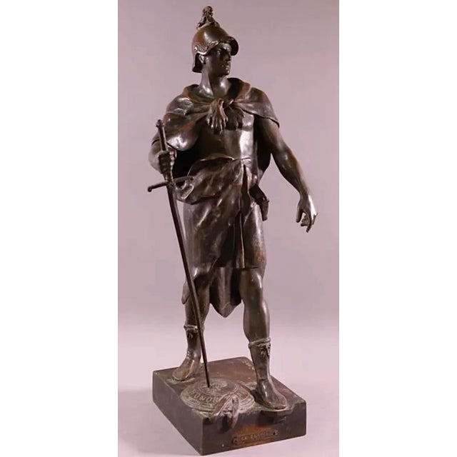 Huge Antique French Bronze Roman Soldier Sculpture by Picault For Sale In Los Angeles - Image 6 of 6