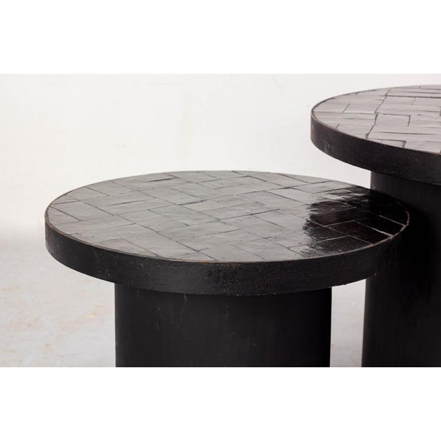 Gigogne Coffee Table in Black Zellige, Morocco, 1960, Set of 2 For Sale - Image 6 of 11