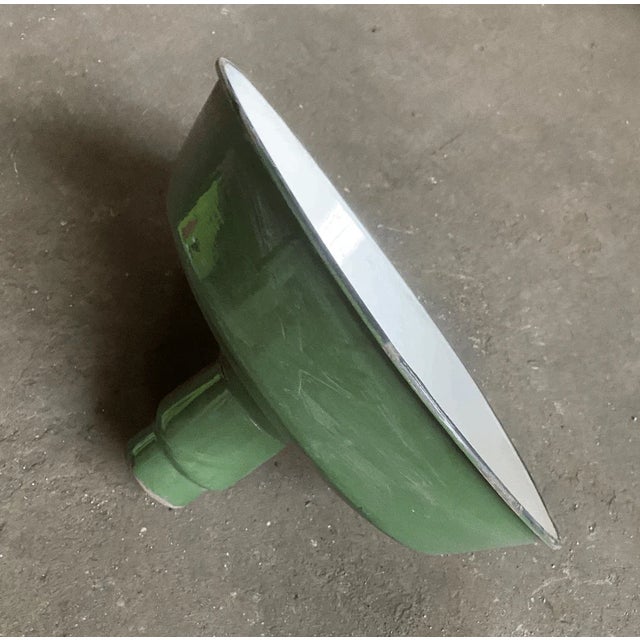 Vintage Industrial Style Green Metal Lamp Shade For Sale - Image 4 of 6