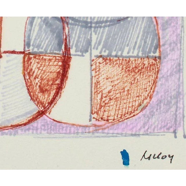 This mid 20th century ink, gouache and acrylic geometric abstract drawing is by California artist Paul McCoy (1921-2005)....