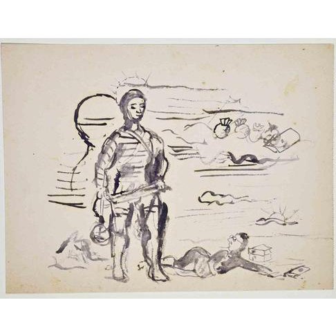 Leo Longanesi, Composition, 20th Century, Watercolor on Paper For Sale