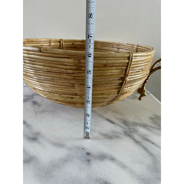 1970s Vintage Mid-Century Crespi Style Bamboo Brass & Rattan Bowl For Sale In Seattle - Image 6 of 8