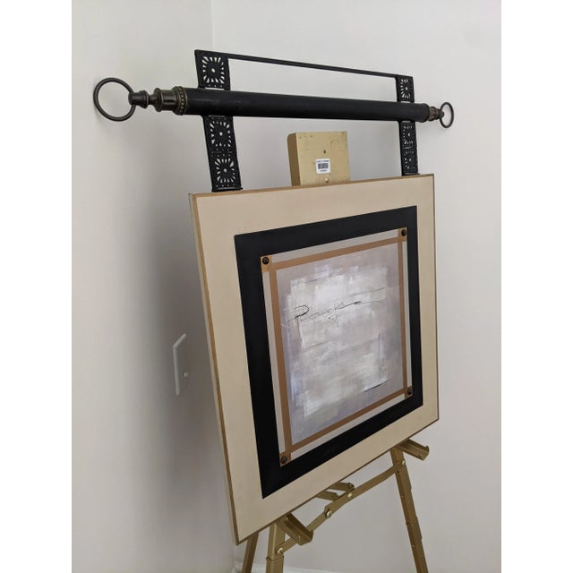 Abstract John Richard Neiman Marcus Mixed Media Art Wrought Iron Scroll & Wood Tapestry For Sale - Image 3 of 13