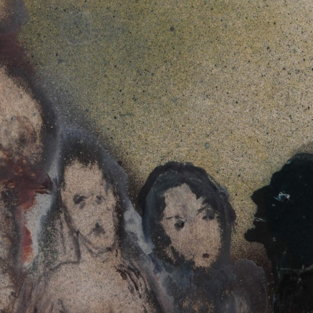 Abstract Framed Signed J. Akston "Under Attack, 1973" Enamel and Acrylic on Paper For Sale - Image 3 of 12