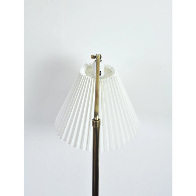 Scandinavian Floor Lamp in Brass with Pleated Shade, 1950s For Sale - Image 9 of 12