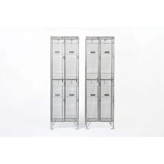 Pair British Industrial Metal Wire Mesh Locker Sets, Made in the Uk For Sale - Image 11 of 12