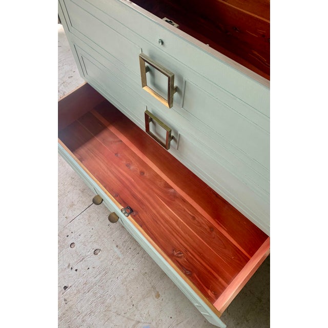 Mid-Century Modern 1940s Bluebird Cedar Chest Dresser For Sale - Image 3 of 9