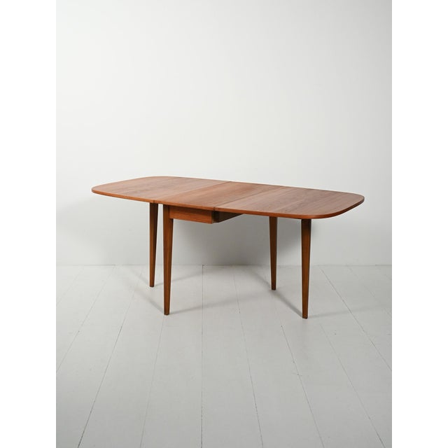 Scandinavian Folding Table with Two Extensions, 1950s For Sale - Image 13 of 13