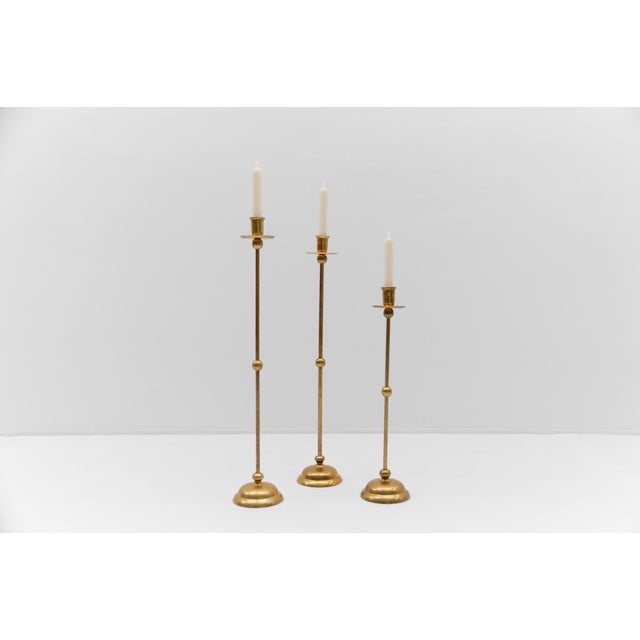 Mid-Century Modern Mid-Century Modern Brass Candleholders, 1960s, Set of 3 For Sale - Image 3 of 11