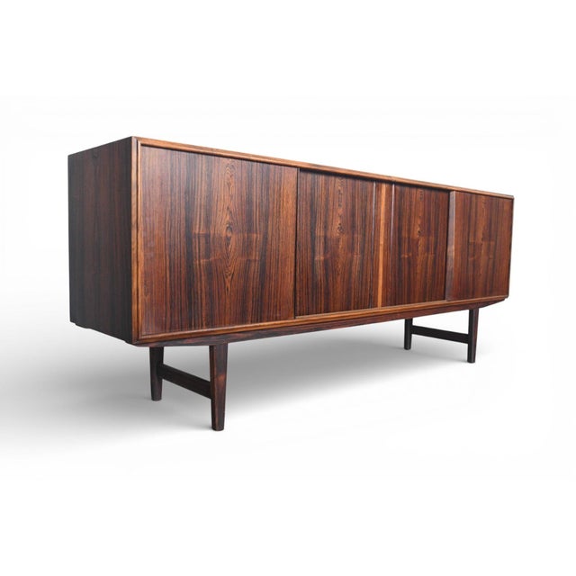 Brown Mid 20th Century Low Brazilian Rosewood Credenza by E.W. Bach, Attributed For Sale - Image 8 of 12
