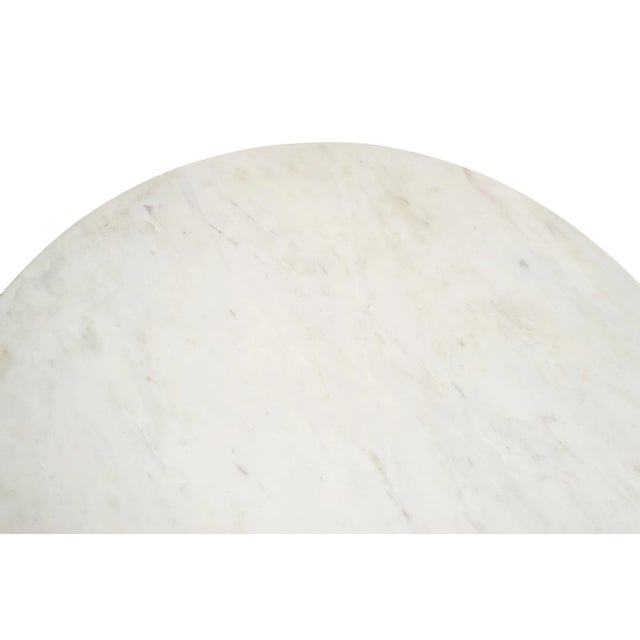 Metal Vintage White Marble & Iron Stripe Base Entry Table For Sale - Image 7 of 9