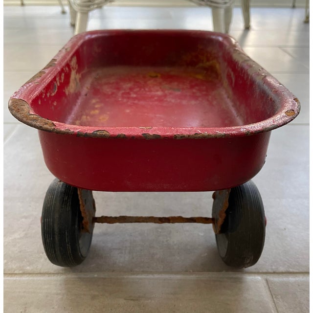 Red Vintage Small Radio Flyer Wagon For Sale - Image 8 of 10