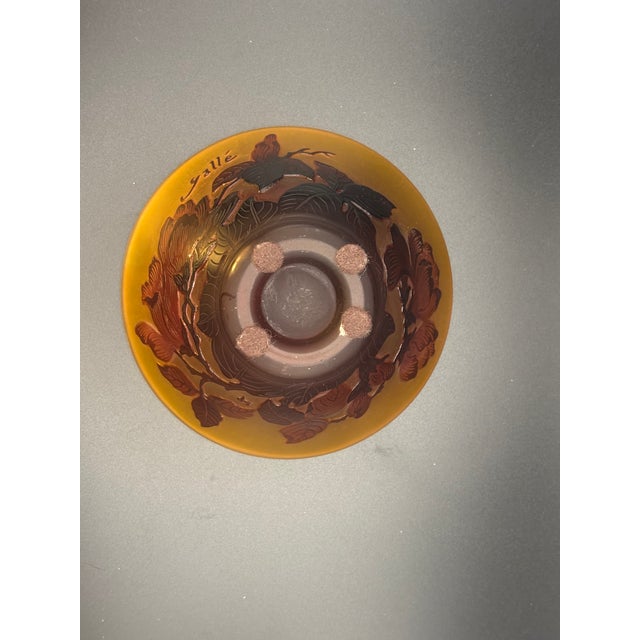 Emile Gallé (France 1846-1904) Cameo Glass Magnolia Bowl, Acid-Etched and Wheel-Carved Amber and Burgundy Glass, Signed Galle C. 1900 For Sale - Image 11 of 11