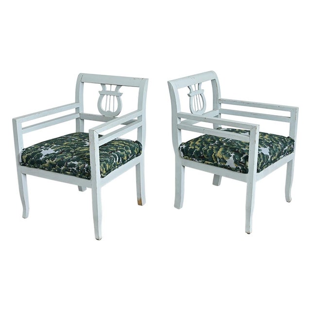 19th Century Pair of Biedermeier Painted Armchairs in New Upholstery For Sale - Image 10 of 10