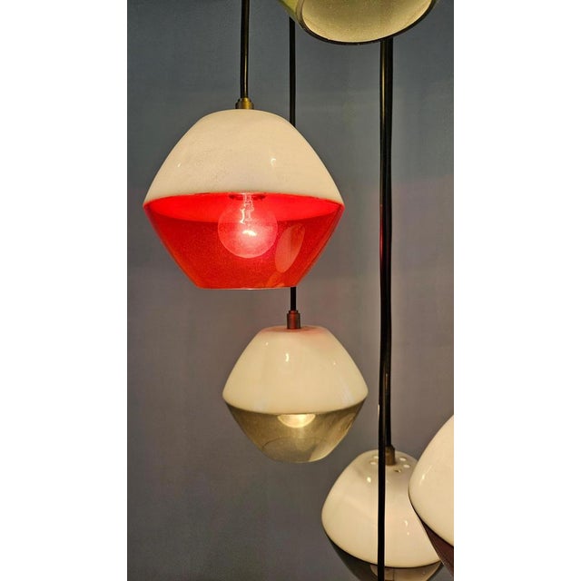 Black Italian 7-Light Cascade Pendant Chandelier, 1960s For Sale - Image 8 of 13