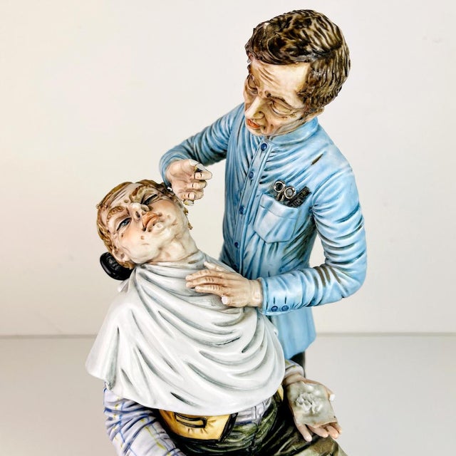 Vintage Ceramic Sculpture of Barber from Capodimonte, Italy, 1950s For Sale - Image 16 of 18
