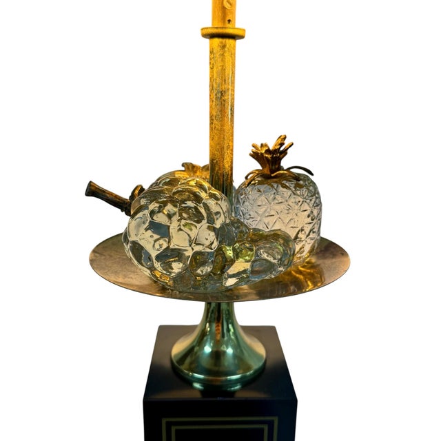 Black Hollywood Regency Table Lamp with Glass Fruit from Maison Charles, France, 1970s For Sale - Image 8 of 10