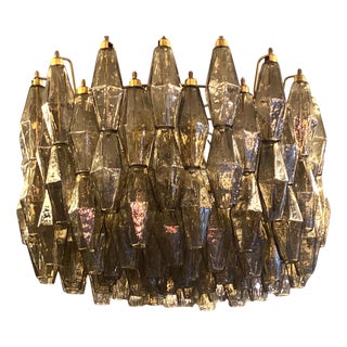 Grey Poliedri Murano Glass Chandeliers in the style by Carlo Scarpa, 1990 For Sale