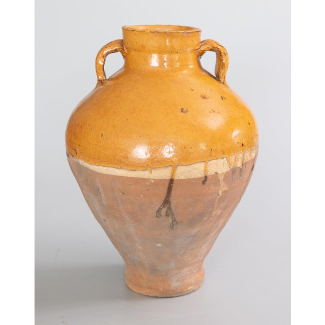 French Provincial 19th Century French Yellow Glazed Terracotta Olive Jar Urn Vase For Sale - Image 3 of 9