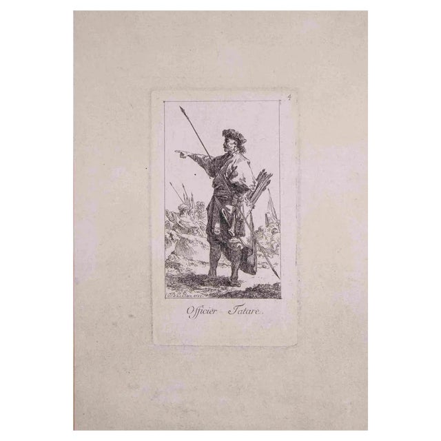 Jean Baptiste Le Prince, Officier Tartare, Original Etching, 1765 For Sale