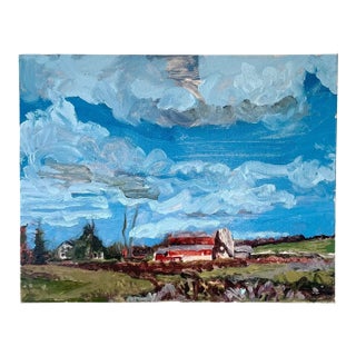 Farmhouse Landscape Oil Painting on Canvas by Hans Petrich - Signed For Sale