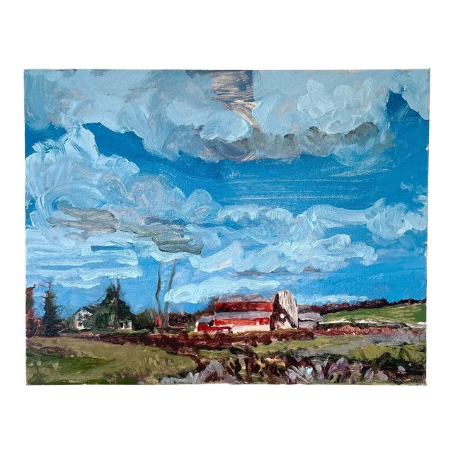 Farmhouse Landscape Oil Painting on Canvas by Hans Petrich - Signed For Sale