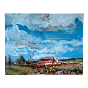 Farmhouse Landscape Oil Painting on Canvas by Hans Petrich - Signed