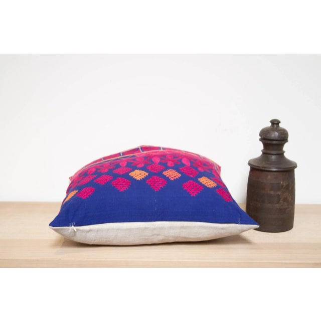 Textile Tribal Embroidered Floral Pillow For Sale - Image 7 of 7