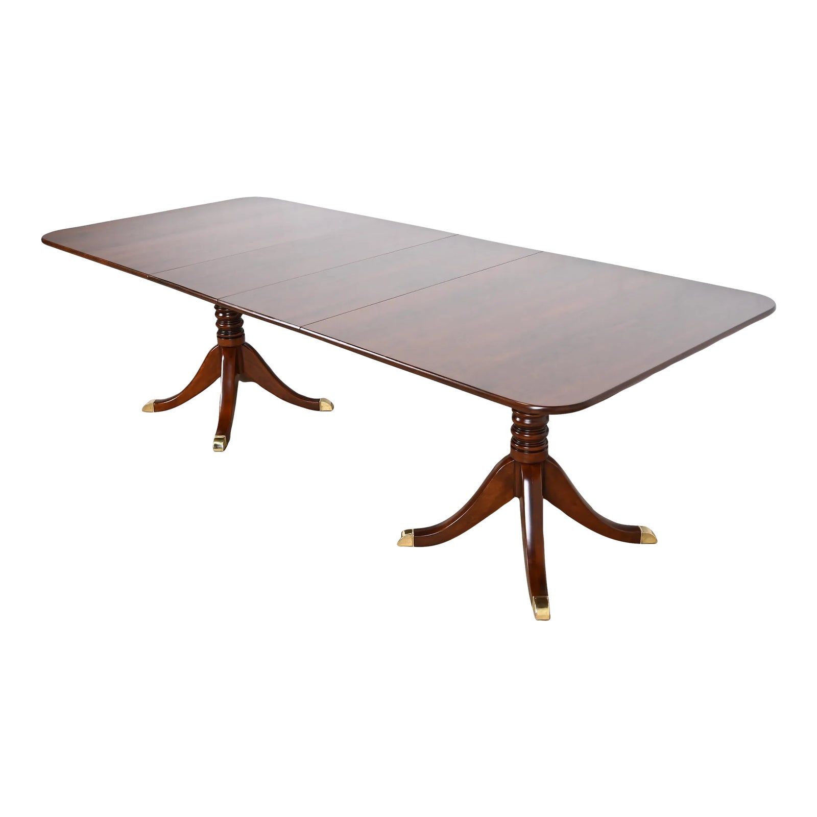 Stickley Georgian Cherry Wood Double Pedestal Extension Dining