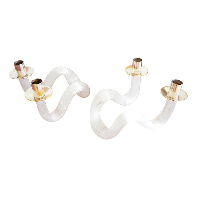 Murano Glass Snake Candlesticks, 1960s, Set of 2 For Sale