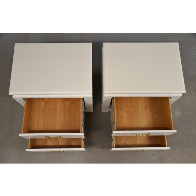 1970s White Karl Springer Style Grass Cloth Nightstands - A Pair For Sale In Boston - Image 6 of 10