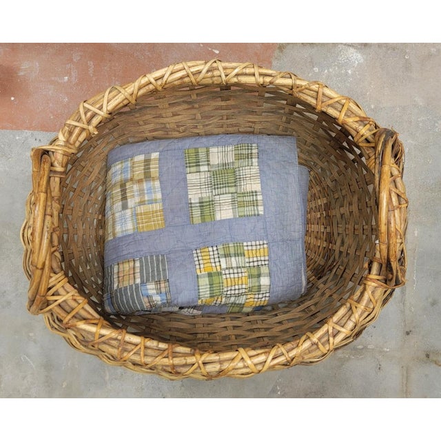 Very Large Woven Wicker Blanket Basket With Handles Chairish