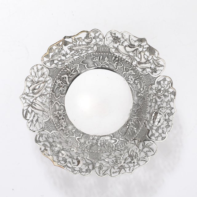 Aesthetic Movement Sterling Repouse Flora & Fauna Dish Signed Pau Kuang For Sale - Image 11 of 15