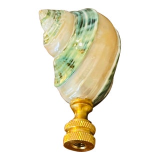 1970s Blue Mother of Pearl Turbo Shell Lamp Finial For Sale