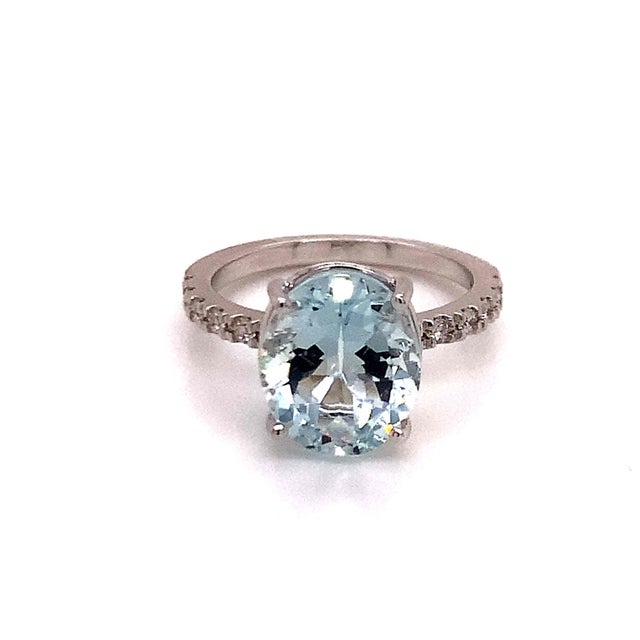 Natural Finely Faceted Quality Aquamarine Diamond Ring 14k Gold 5.09 TCW Size 7.25 Certified $5,975 114441 This is a...