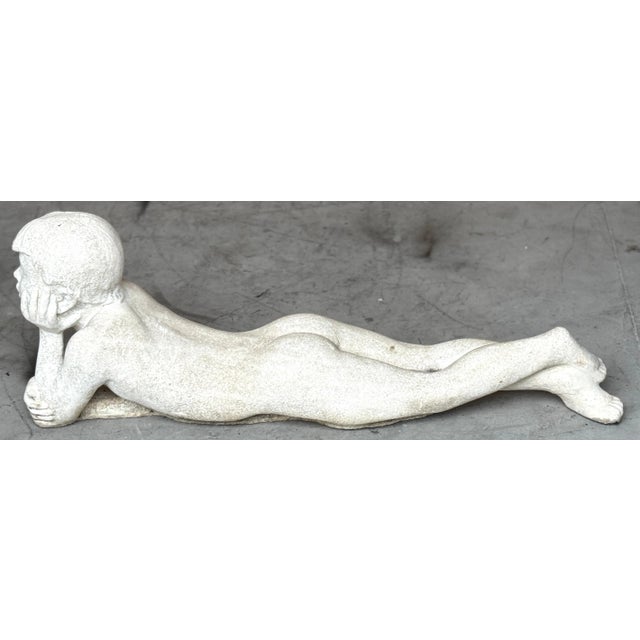 White American Art Deco Style Cast Stone Garden Sculpture of a Daydreaming Youth For Sale - Image 8 of 8