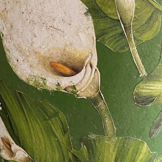 Vintage Hand Painted Calla Lily Folwers Fireplace Coal Scuttle Bucket, Cca 1930, 1920s For Sale - Image 9 of 18