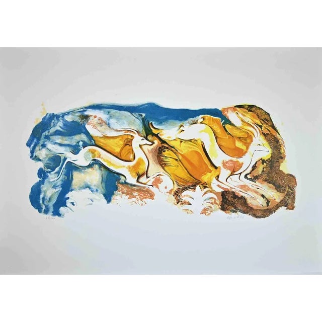 Deers is an original Lithograph realized by Orfeo Vitali in 1970. Hand-signed. Numbered. Edition, 23/100. The artwork is...