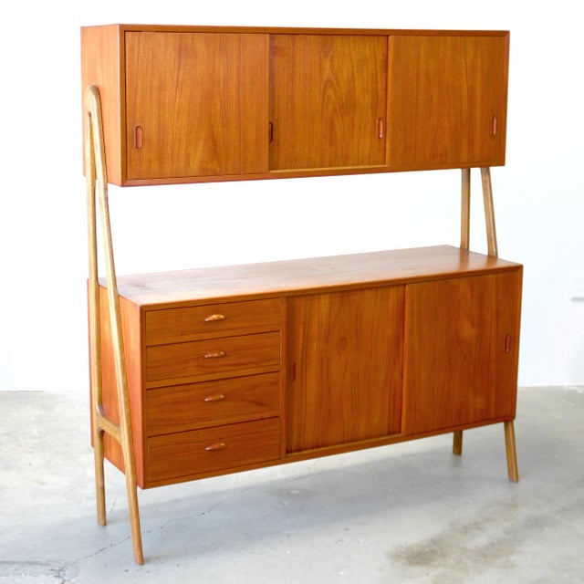 1960s Double-Tiered Danish Teak Tall Sideboard / Highboard For Sale - Image 13 of 16