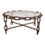 Vintage Brutalist Linked Chain Round Coffee Table For Sale