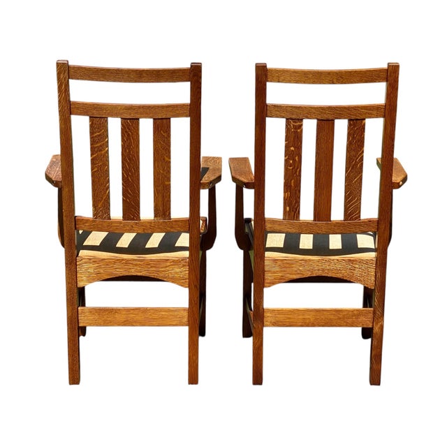 Set of 6 Arts & Crafts / Mission Oak Dining Chairs Stickley Harvey Ellis Style For Sale - Image 12 of 12