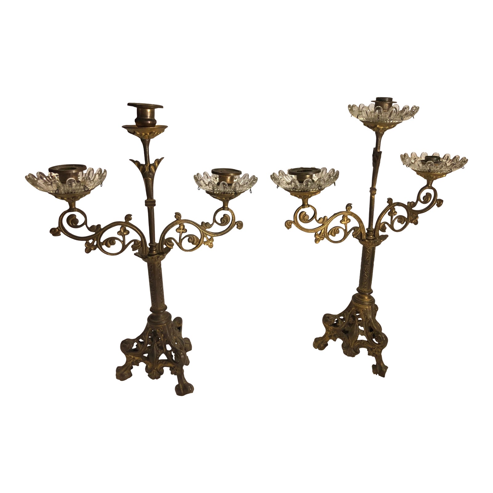 Victorian Brass and Crystal Candelabras a Pair Chairish