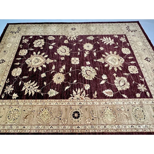 Indian, Wool Carpet, Burgundy and Beige, 21st Century For Sale In New York - Image 6 of 12