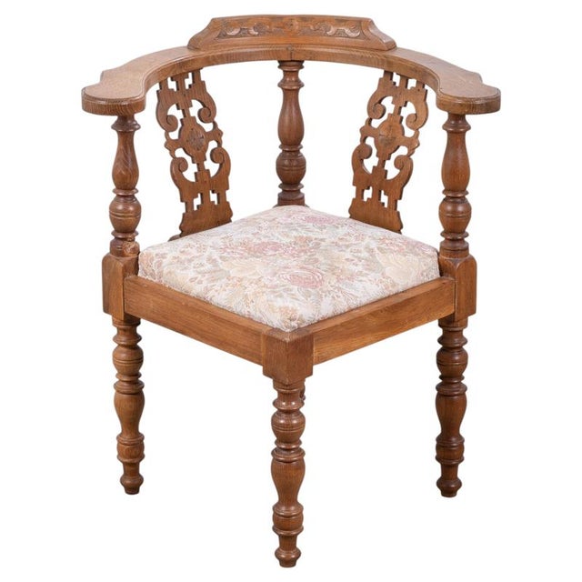 Vintage Danish Oak Corner Chair, 1940s For Sale - Image 11 of 11