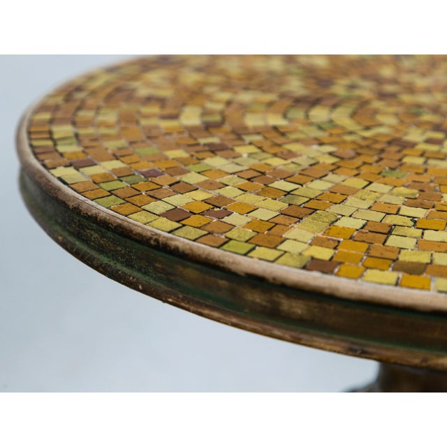 Metal Ceramic Mosaic Tile Top Tassel Tables - a Pair For Sale - Image 7 of 11