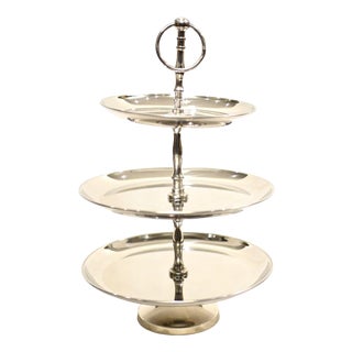 Silver Plate Cake Stand 3 Tiered Afternoon Tea For Sale