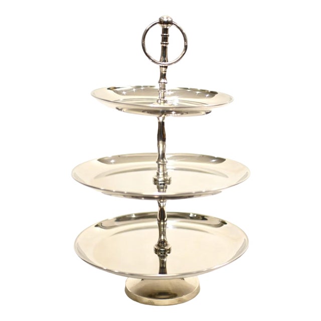 Silver Plate Cake Stand 3 Tiered Afternoon Tea For Sale