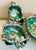 Vintage Italian Vietri Earthenware Pottery Handpainted Leaping Deer Emerald Green Salad Service for 8 For Sale - Image 9 of 12