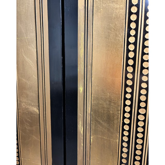 Striking Six-Panel Art Deco Carved Black Lacquer and Gilt Screen For Sale - Image 13 of 16
