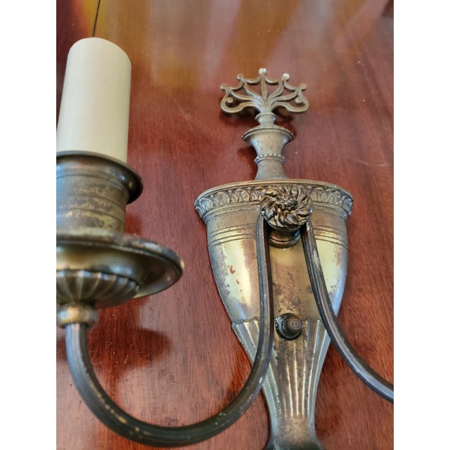 Pair of Antique E F Caldwell Style Distressed Sconces For Sale In Boston - Image 6 of 6